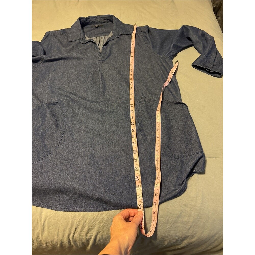For Cynthia Denim Tunic Top 1x Pockets V Neck Plus Size 100% Cotton - Picture 7 of 9
